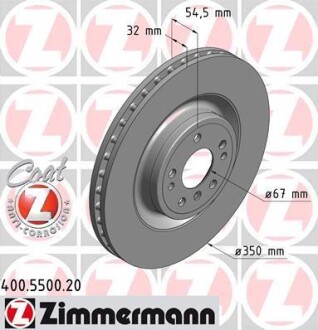 Диск тормозной (передний) MB M-class (W166)/GL-class (X166) 11-(350x32) ZIMMERMANN 400.5500.20