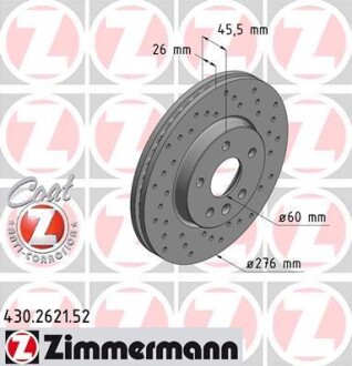 Диск тормозной ZIMMERMANN 430.2621.52