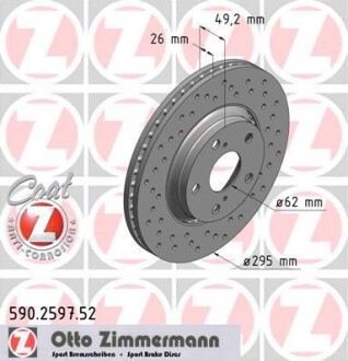 Диск тормозной ZIMMERMANN 590.2597.52