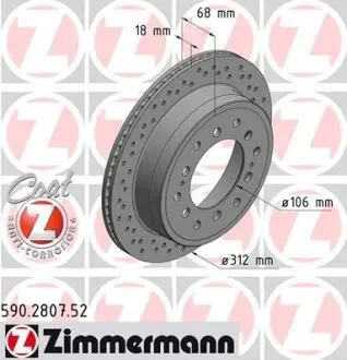 Диск тормозной ZIMMERMANN 590.2807.52