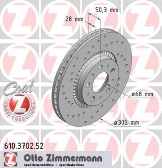 Диск гальмівний ZIMMERMANN 610.3702.52