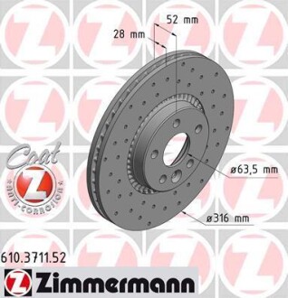 Диск гальмівний ZIMMERMANN 610.3711.52