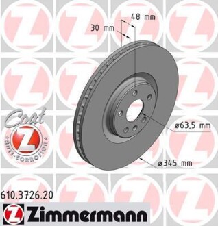 Диск гальмівний ZIMMERMANN 610.3726.20