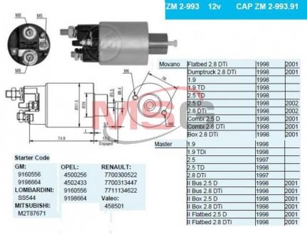 Втягивающее реле ZM ZM2993